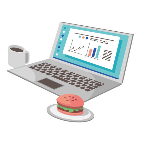 hybrid work by computerのイラスト素材