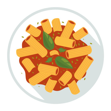 rigatoni pasta and tomato sauceのイラスト素材