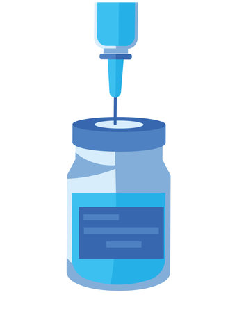 vaccination syringe with vial medicationのイラスト素材