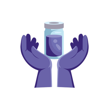 medical hands and vaccine ampouleのイラスト素材