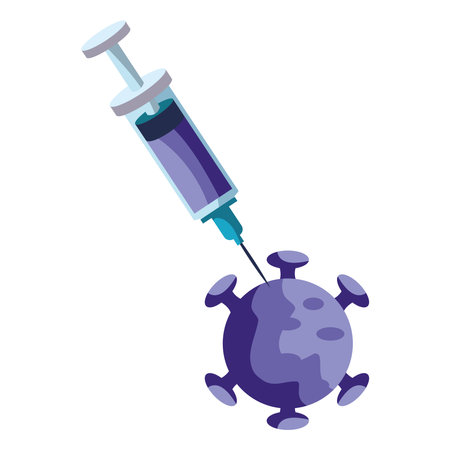 syringe with vaccine for virusのイラスト素材