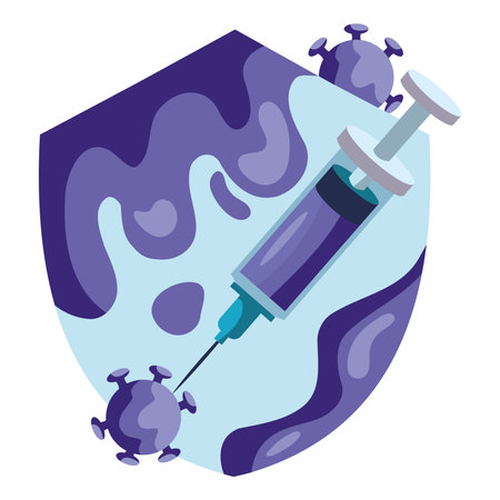 medical shield with syringe and virusのイラスト素材
