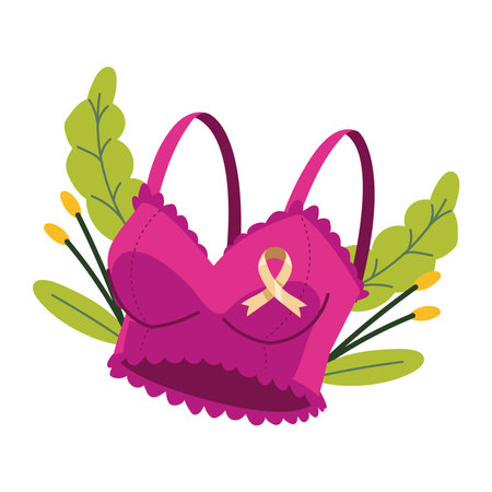 ribbon on woman face breast cancer awarenessのイラスト素材