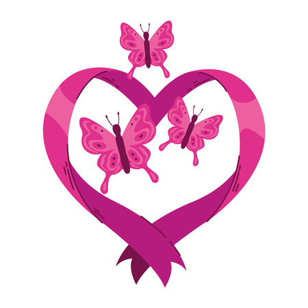 feather pink ribbon breast cancer awarenessのイラスト素材