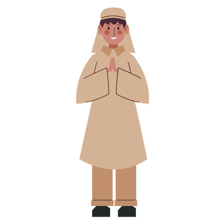 muslim young man characterのイラスト素材
