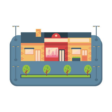 commercial buildings street urban infrastructureのイラスト素材