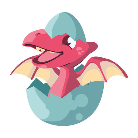 pink cute dinosaur baby in eggのイラスト素材