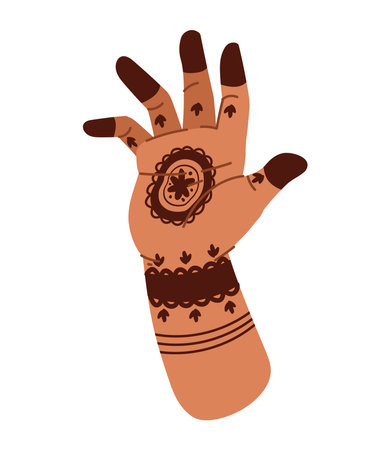 indian henna tattoo on hand designのイラスト素材