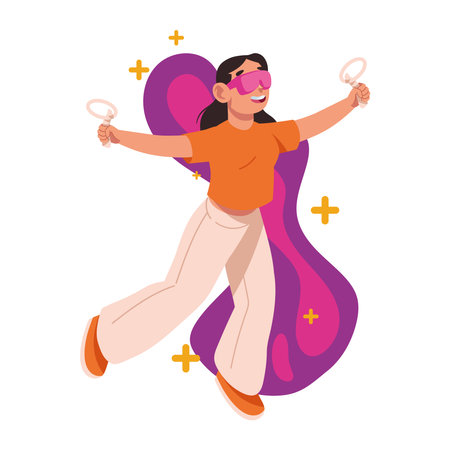 woman playing metaverse simulatorのイラスト素材