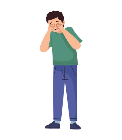 boy with depression diseaseのイラスト素材