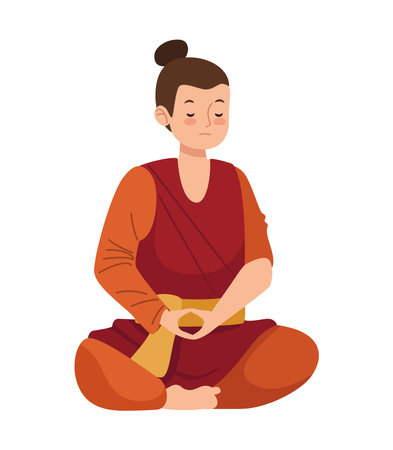 buddhism monk on lotus poseのイラスト素材