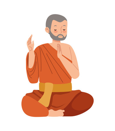 buddhist monk prayerのイラスト素材