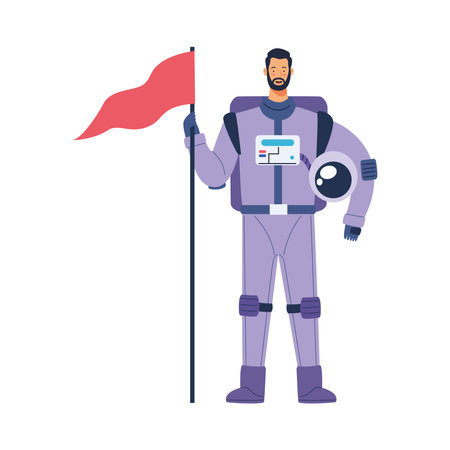 astronaut with flag space explorationのイラスト素材