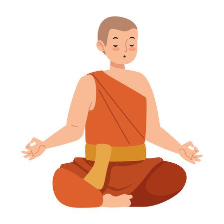 buddhism monk meditation poseのイラスト素材