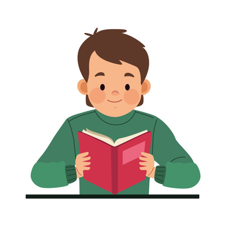 boy reading a bookのイラスト素材