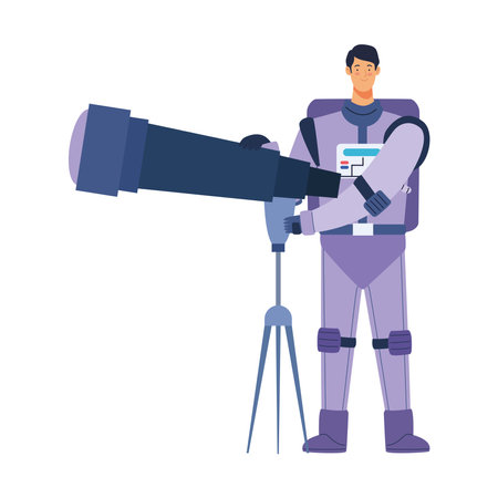 astronaut with telescopeのイラスト素材