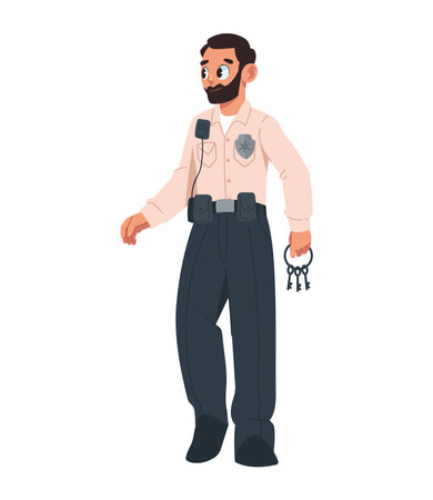 prison guard with keysのイラスト素材