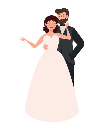 wedding couple charactersのイラスト素材