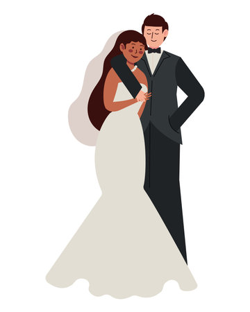 wedding couple in loveのイラスト素材