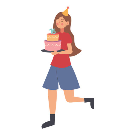cartoon teenager birthday cakeのイラスト素材