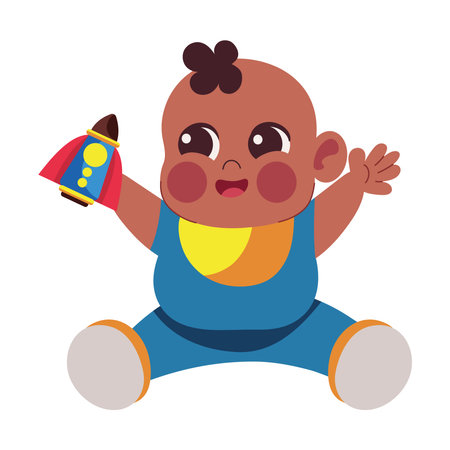 baby playing with rocketのイラスト素材