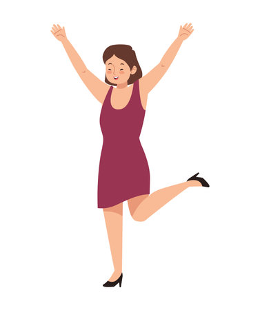 woman happy making hands upのイラスト素材