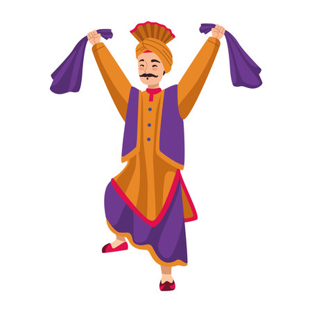 sikh dancer performing folk danceのイラスト素材