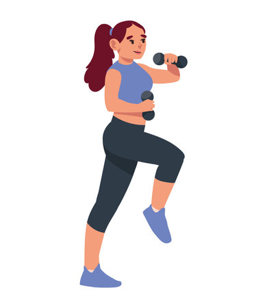 Woman Exercising with Dumbbells in Motionのイラスト素材