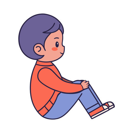 Seated Kid Side View Illustrationのイラスト素材