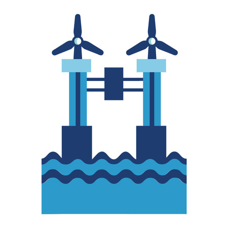 Offshore Wind Turbine Energy Iconのイラスト素材