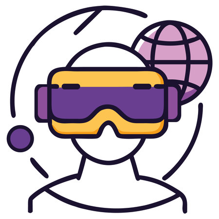 Virtual Reality User with VR Headset Iconのイラスト素材