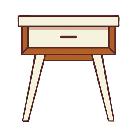 Modern wooden nightstand with single drawerのイラスト素材