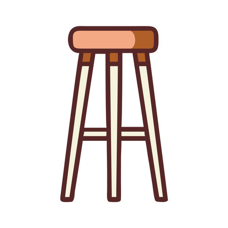 Tall wooden bar stool with round seatのイラスト素材