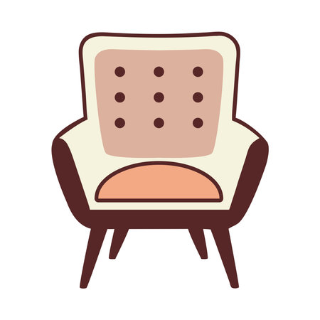 Wooden armchair with upholstered cushionsのイラスト素材