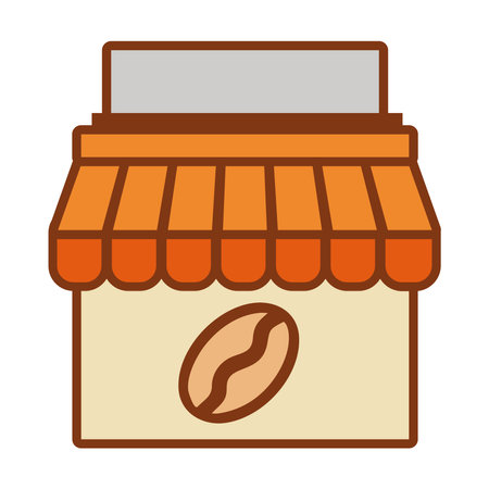 Coffee shop storefront with awning and beansのイラスト素材
