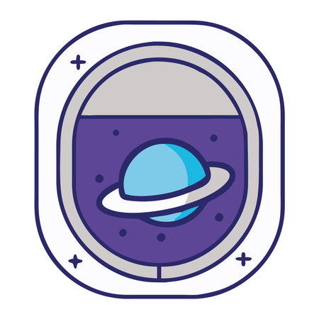 Spaceship Window View Planet Iconのイラスト素材