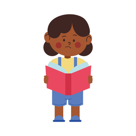 Confused Student Reading Book Learningのイラスト素材