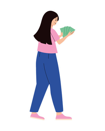 Counting Money Standingのイラスト素材
