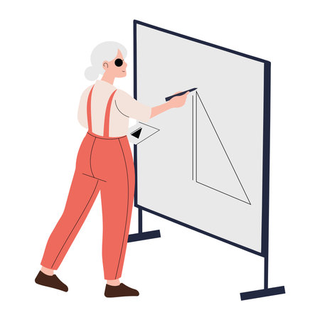 Teacher Drawing Linesのイラスト素材