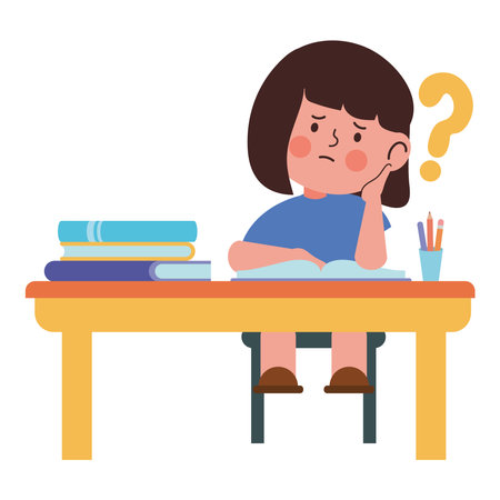Confused Student Studyingのイラスト素材