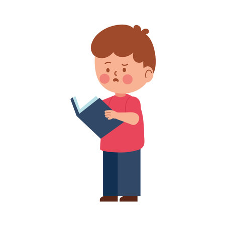 Confused Student Boy Studyingのイラスト素材