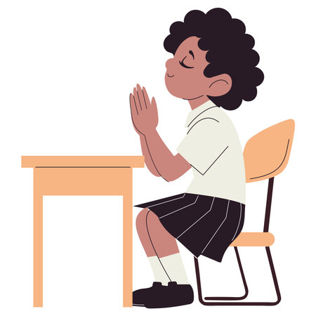 Student Praying Classroomのイラスト素材