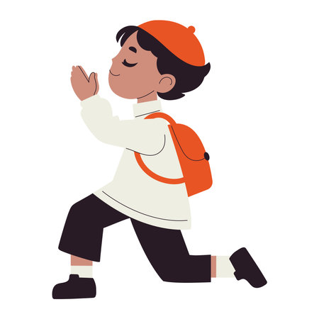 Student Praying Schoolのイラスト素材