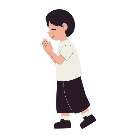 Student Praying Aloneのイラスト素材