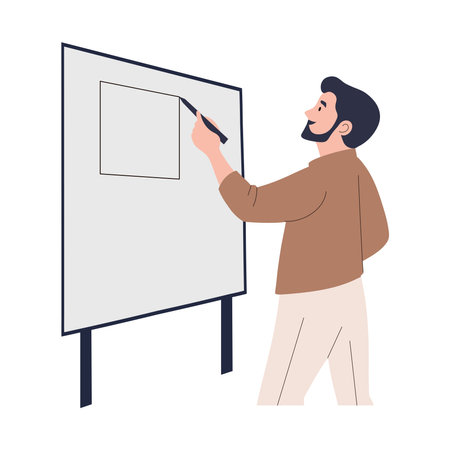 Teacher Drawing Whiteboardのイラスト素材