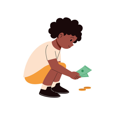 Counting Money Childのイラスト素材