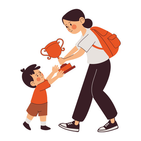 Best Student Receiving Trophy from Teacherのイラスト素材