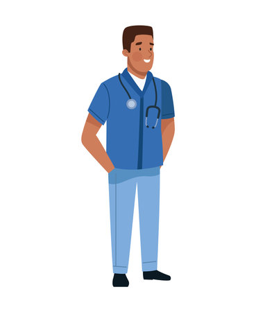 Nursing Student with Stethoscopeのイラスト素材