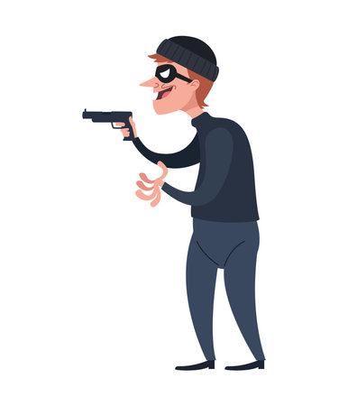 Bank Robber with Gunのイラスト素材