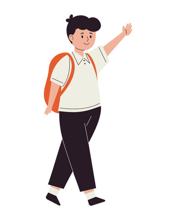 New Student Walking with Backpackのイラスト素材